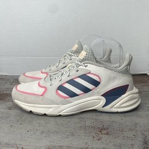 grey and blue adidas shoes